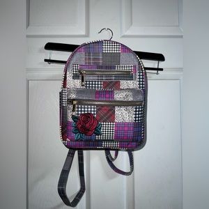 Underonesky Rose plaid Multipattern Pink Purple Multicolored Mini Backpack